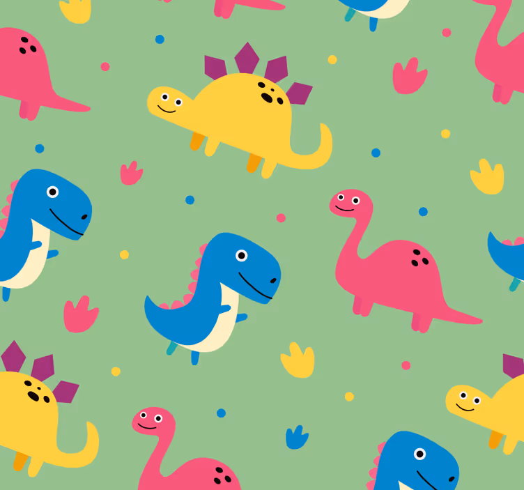 Dinosaur wallpaper in vibrant colors - TenStickers