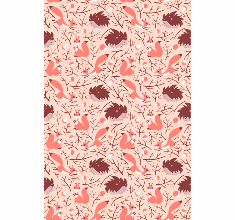 Dinosaur wallpaper featuring squirrels and hedgehogs - TenStickers