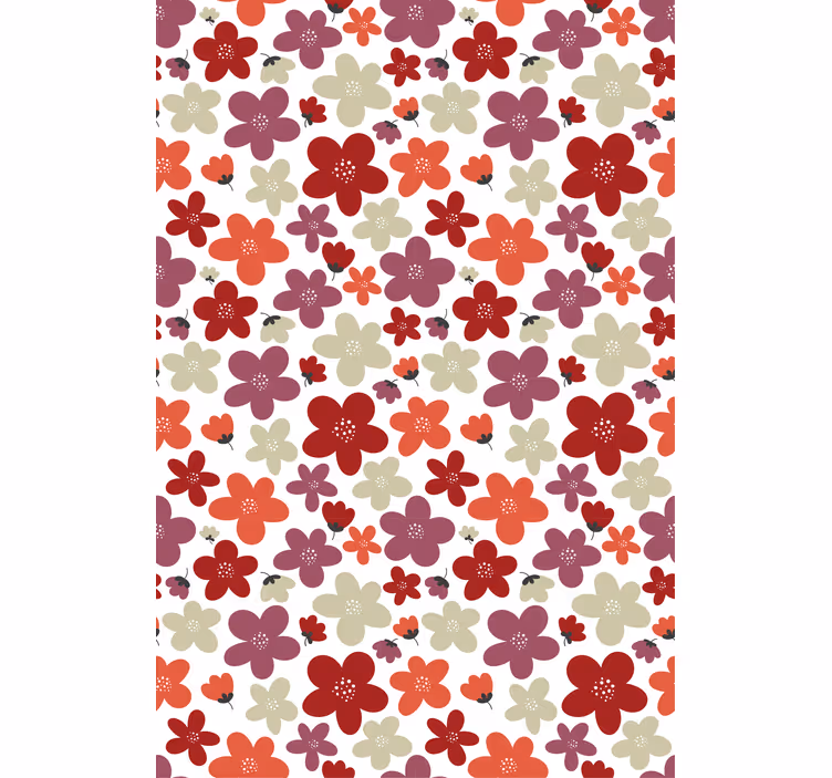 Office wallpaper red abstract floral pattern - TenStickers