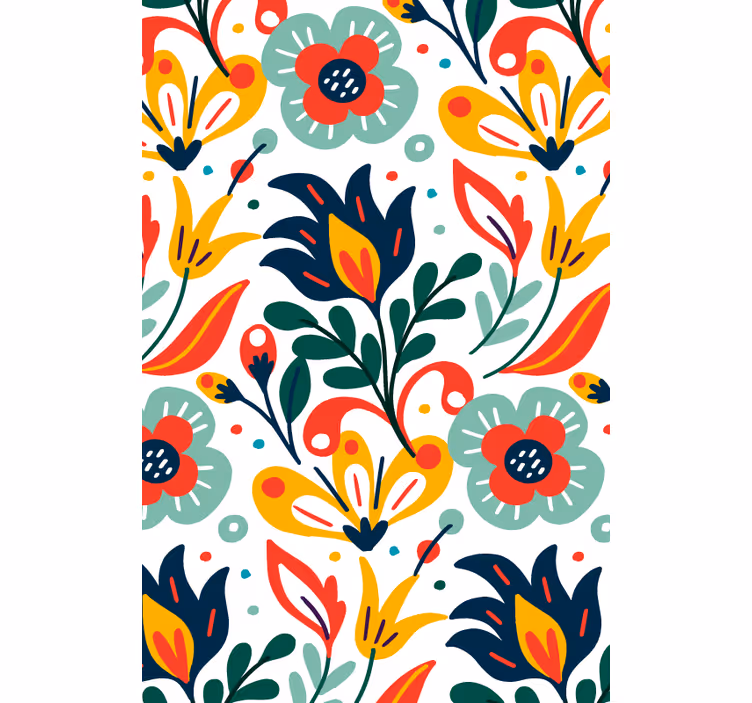 Modern wallpaper with multicolored flowers - TenStickers