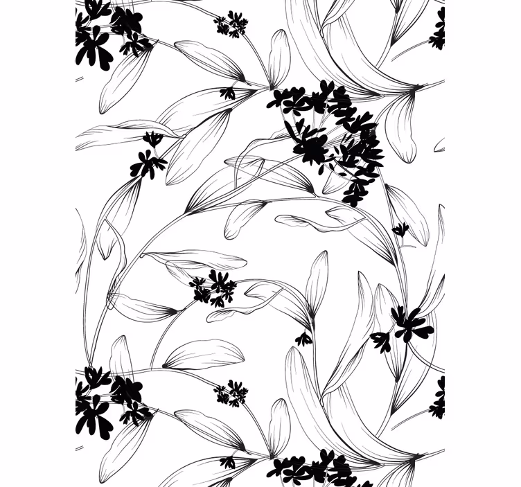 Modern wallpaper with black leaves pattern - TenStickers