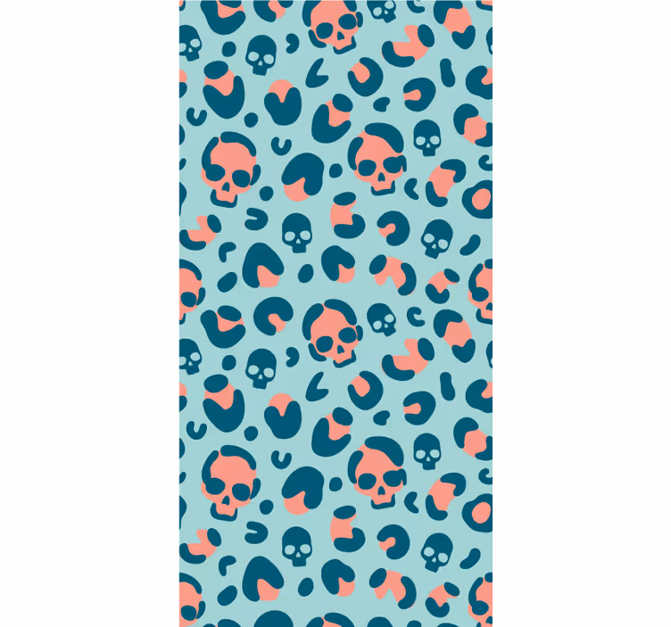 Modern wallpaper blue and pink skull leopard design - TenStickers
