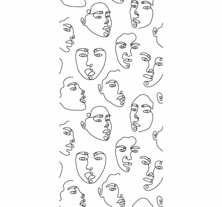 Modern wallpaper line art faces design - TenStickers