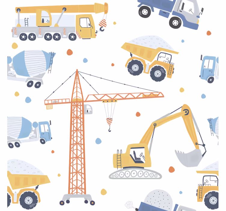 Kids wallpaper construction vehicle adventure - TenStickers