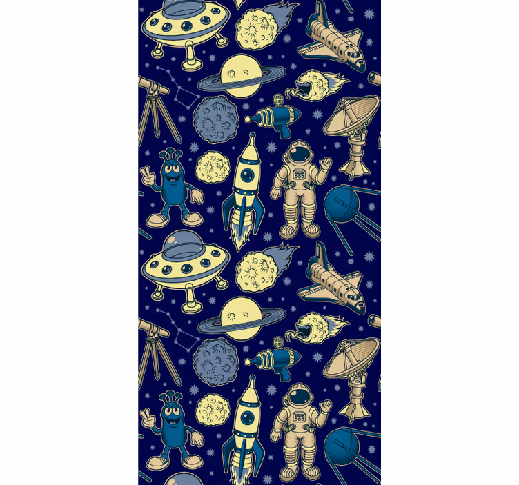 Kids wallpaper featuring space characters - TenStickers