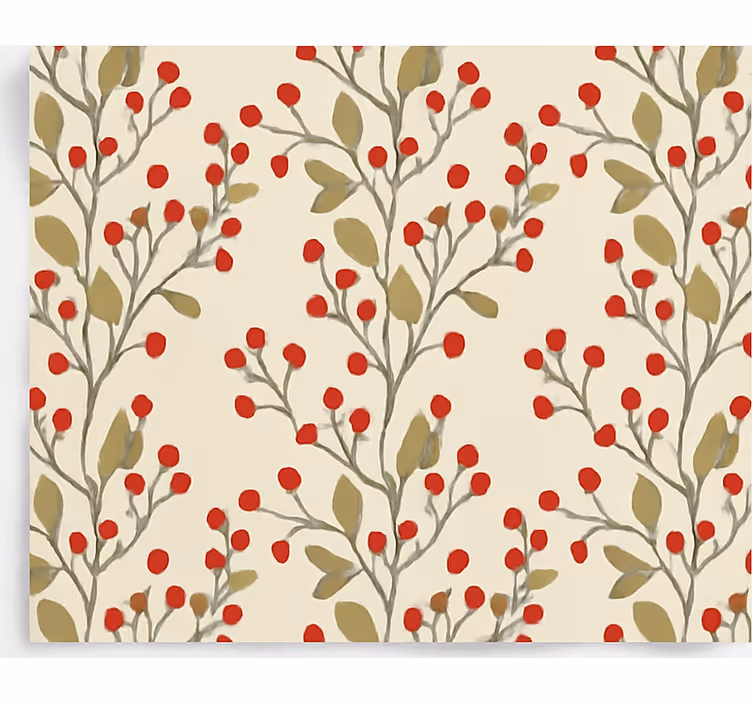 Dining room wallpaper berries floral leaves design - TenStickers