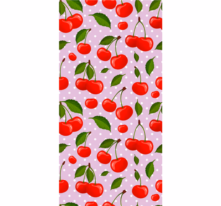 Dining room wallpaper cherries and leaves design - TenStickers