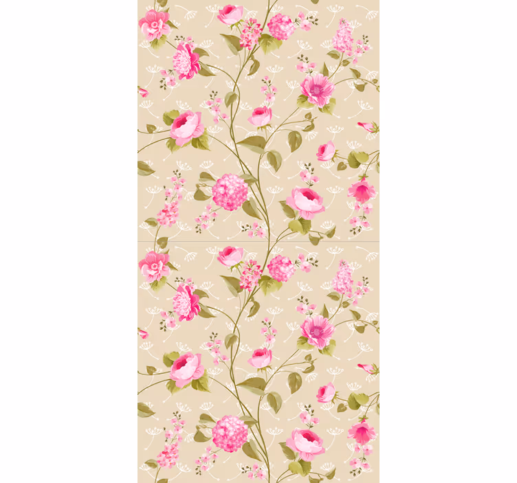 Dining room wallpaper pink floral vine design - TenStickers