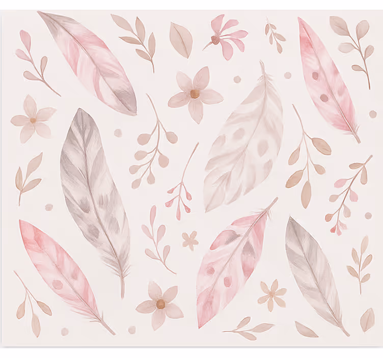 Teens wallpaper feathers in pink - TenStickers