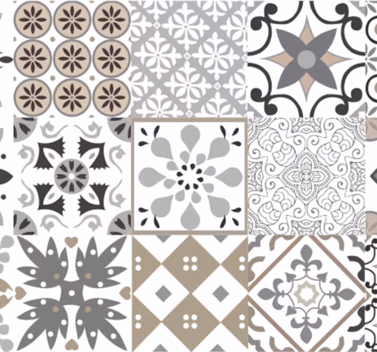 Kitchen wallpaper in grey mosaic - TenStickers