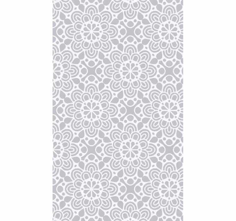 Kitchen wallpaper white grey floral design - TenStickers