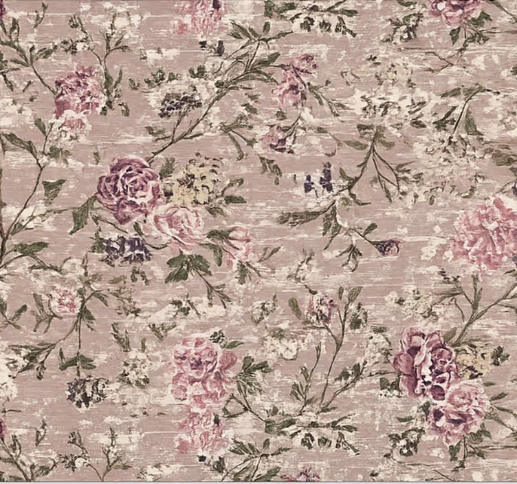Vintage floral purple living room wallpaper - TenStickers