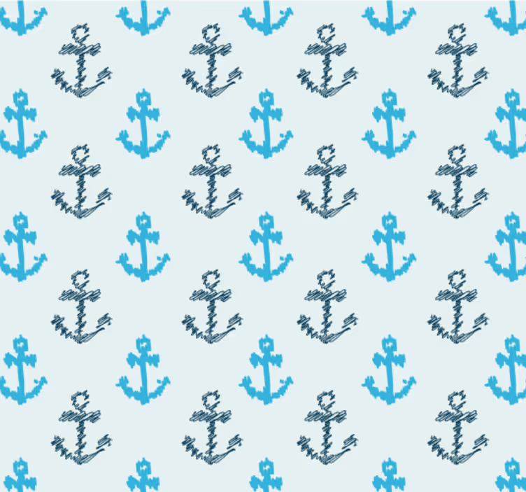 Anchor pattern bathroom wallpaper - TenStickers