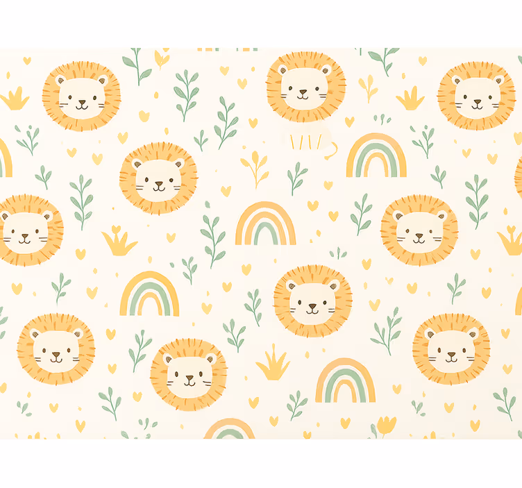 Kids wallpaper kids rainbow and lions design - TenStickers