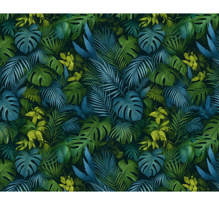Master bedroom wallpaper green and blue leaves - TenStickers