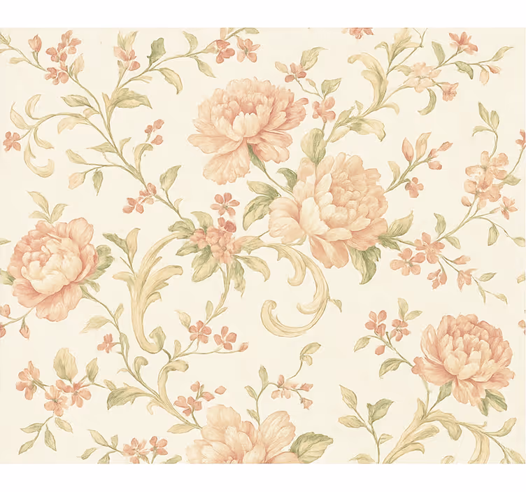 Master bedroom wallpaper light pink vintage floral design - TenStickers