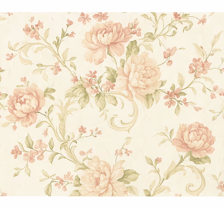 Master bedroom wallpaper light pink vintage floral - TenStickers