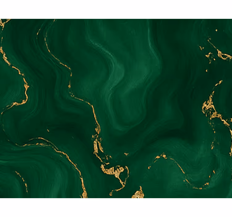 Master bedroom wallpaper emerald green with gold marble - TenStickers