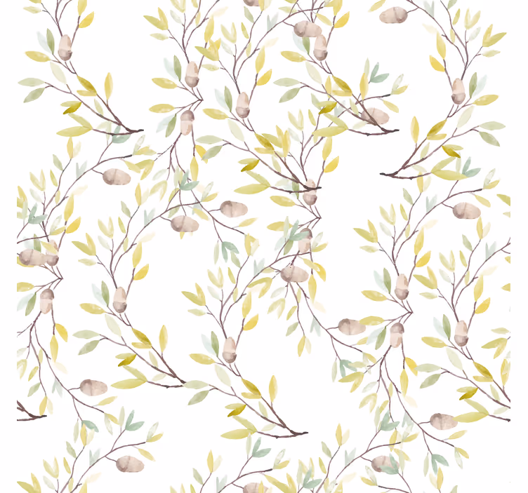 Flower wallpaper original watercolor green leaves - TenStickers