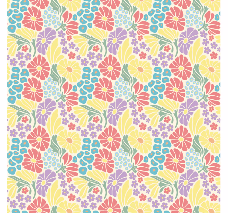 Flower wallpaper in soft pastel blooms - TenStickers
