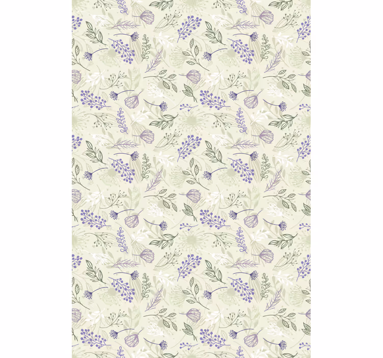 Flower wallpaper purple flowers on green background - TenStickers