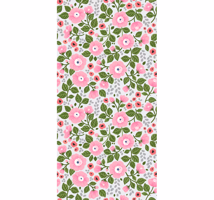 Flower wallpaper with pretty pink blooms - TenStickers