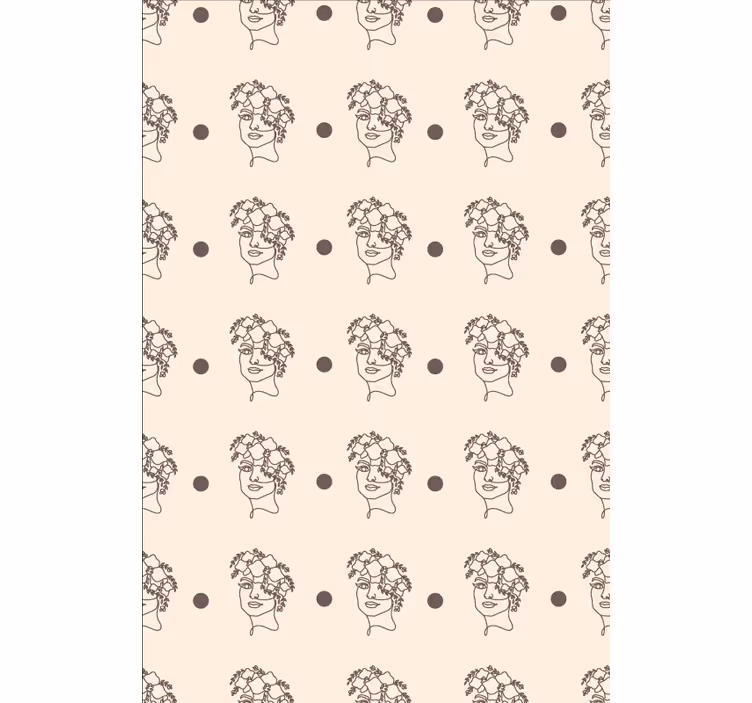Flower wallpaper silhouette of a cute woman floral - TenStickers