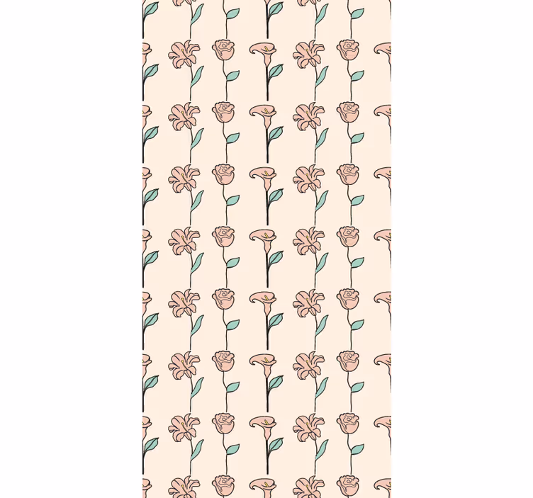 Floral wallpaper original design minimalist flowers - TenStickers