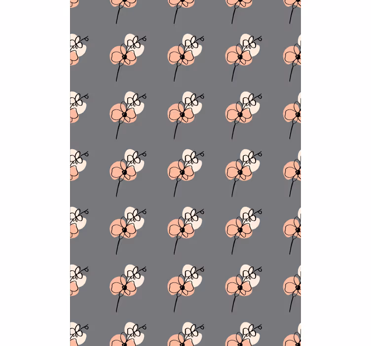 Floral wallpaper with orchids abstract line art design - TenStickers