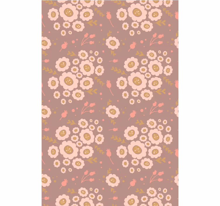 Floral wallpaper in pastel folk art design - TenStickers