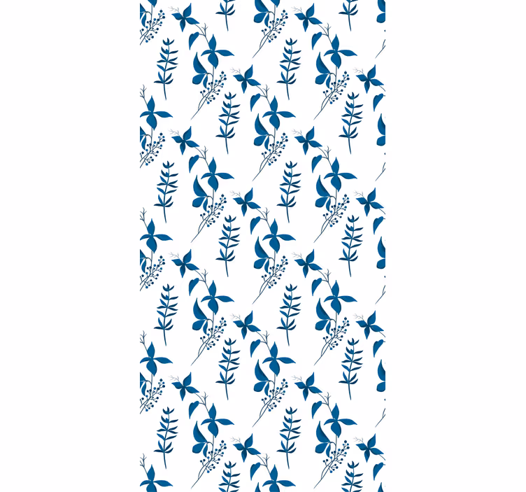 Floral wallpaper in blue flower pattern - TenStickers