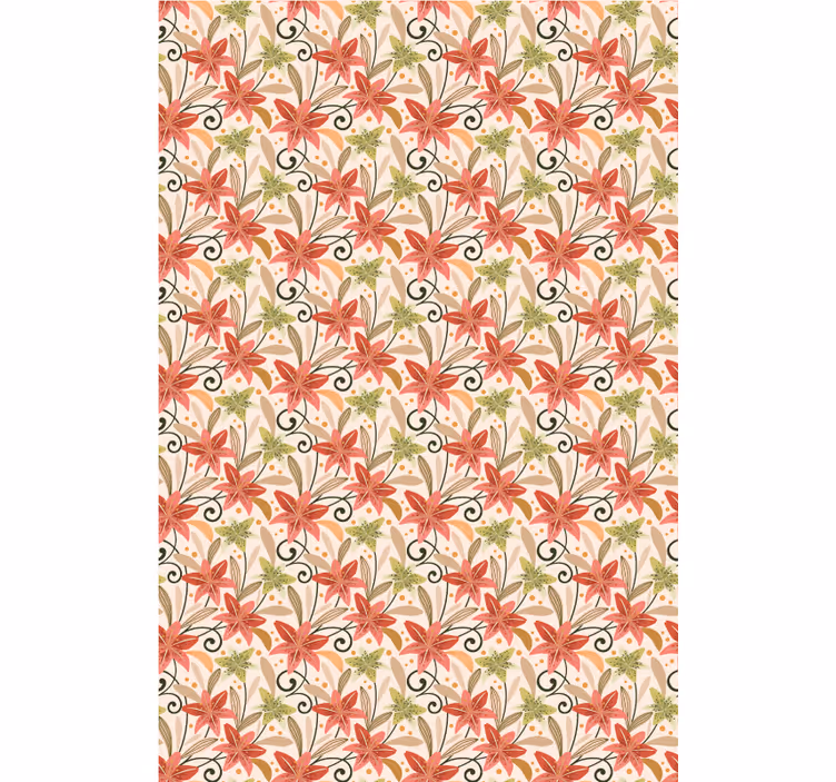 Floral wallpaper in colourful vintage lilies pattern - TenStickers