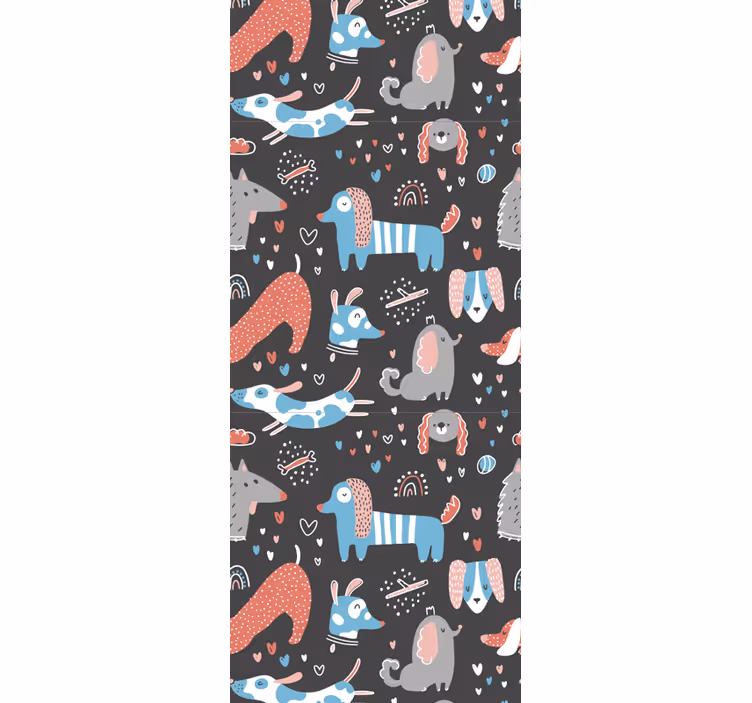 Bedroom wallpaper with cute dog illustrations - TenStickers
