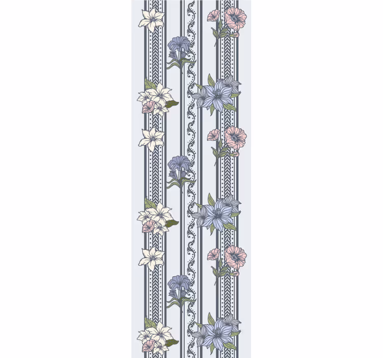 Bedroom wallpaper floral vintage stripe pattern - TenStickers