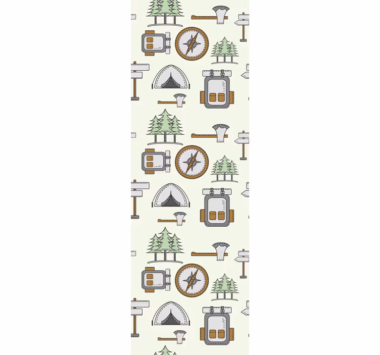 Bedroom wallpaper camping bag bowl hatchet compass - TenStickers