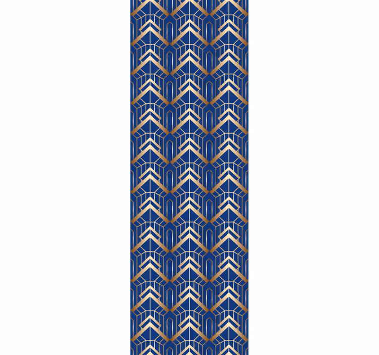 Bedroom wallpaper modern art blue and gold pattern - TenStickers