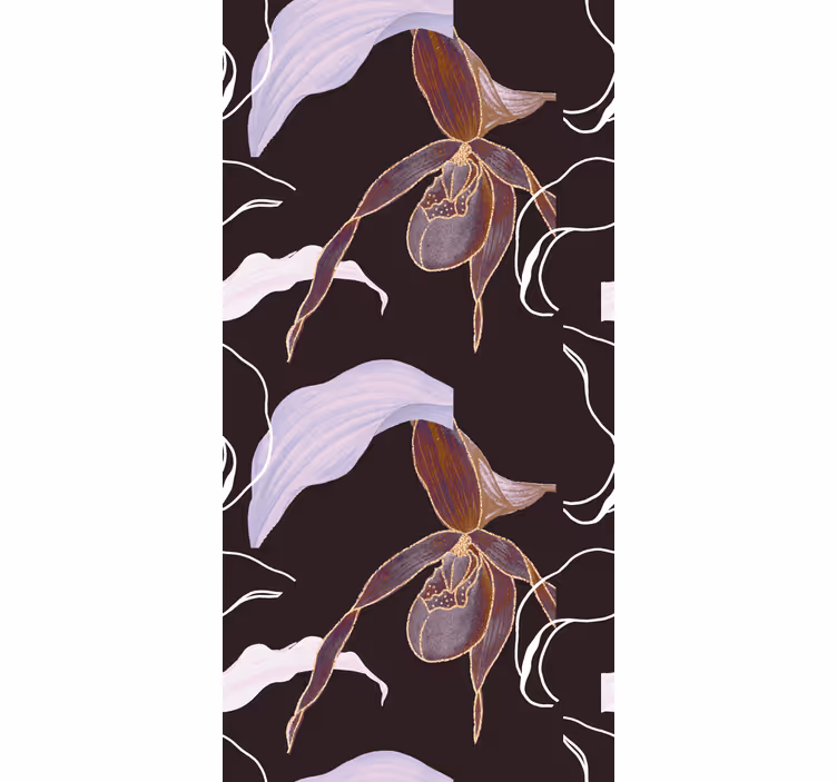 Bedroom wallpaper in african style purple orchids - TenStickers