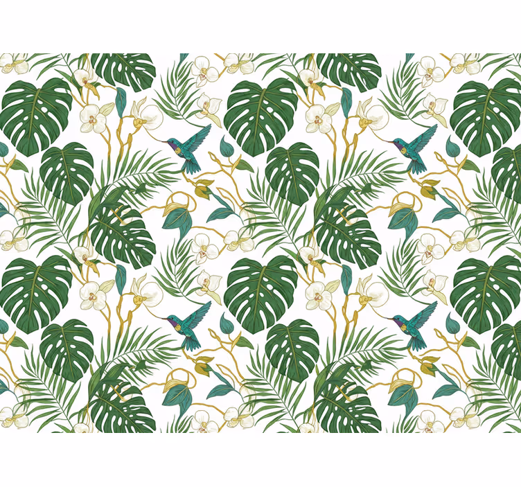 Leaf wallpaper emerald botanical garden - TenStickers
