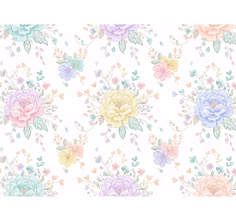 Purple wallpaper pastel nursery floral design - TenStickers
