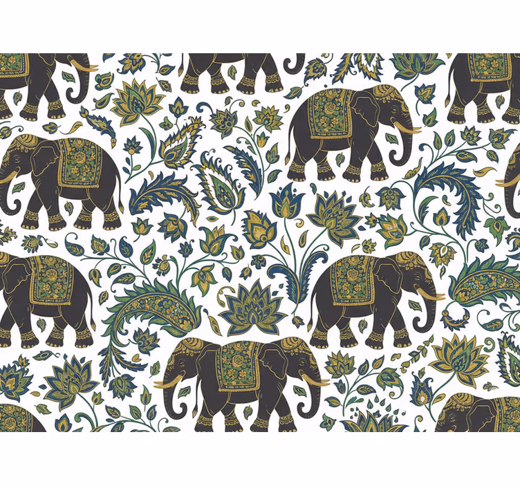 Elephant wallpaper realistic elephant pattern - TenStickers
