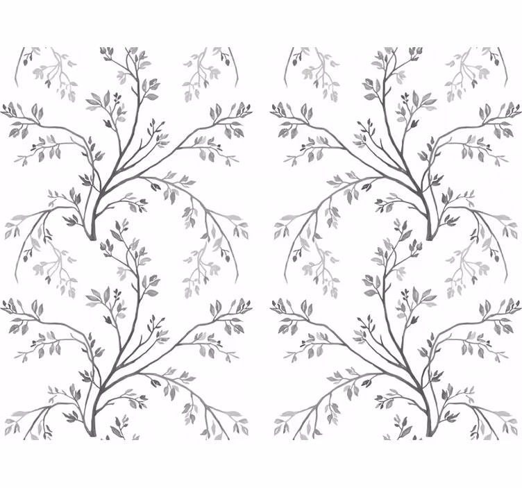 Flower wallpaper grey soft branches - TenStickers