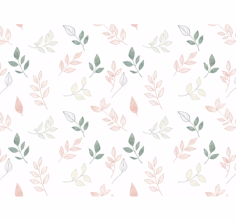 Flower wallpaper with soft-colored light leaves - TenStickers