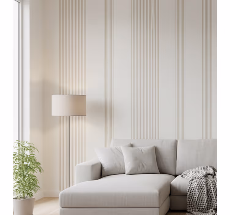 Vertical stripes wallpaper minimalist cream design - TenStickers