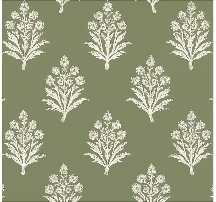 Flower wallpaper muddy green floral print - TenStickers