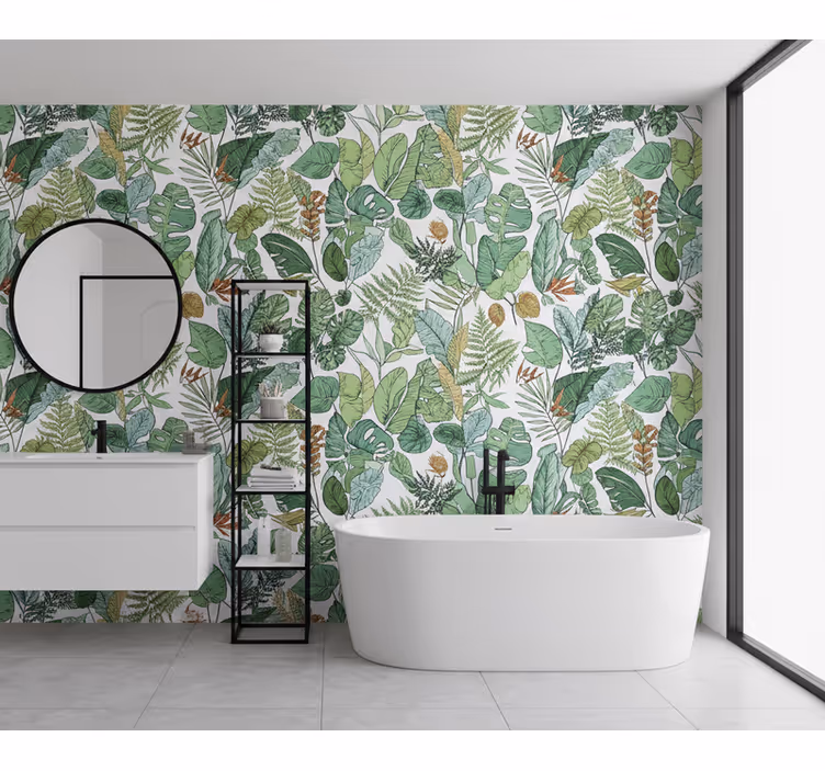 Leaf wallpaper jungle assorted foliage design - TenStickers