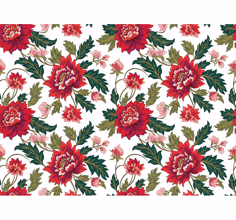 Leaf wallpaper flowerful symphony red - TenStickers