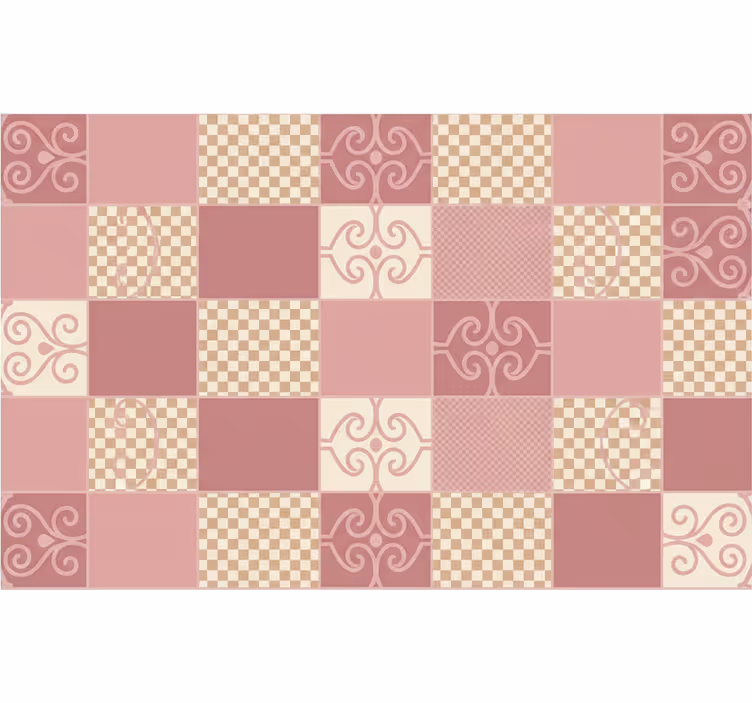 Vintage checkered design pink wallpaper - TenStickers
