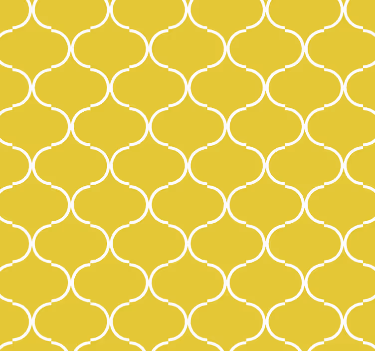Yellow wallpaper with geometric line design - TenStickers