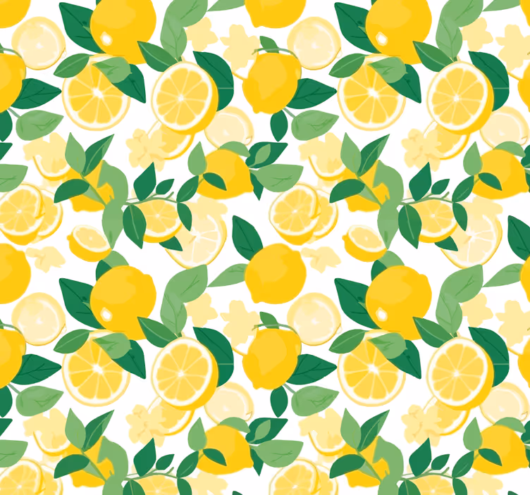 Yellow wallpaper with lemon slice pattern - TenStickers