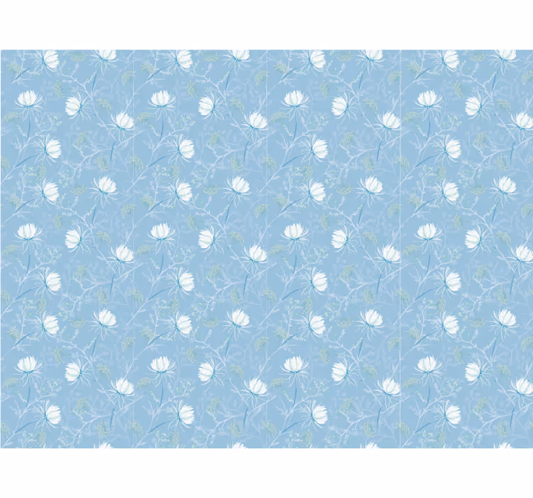 Blue wallpaper botanical leaf design - TenStickers